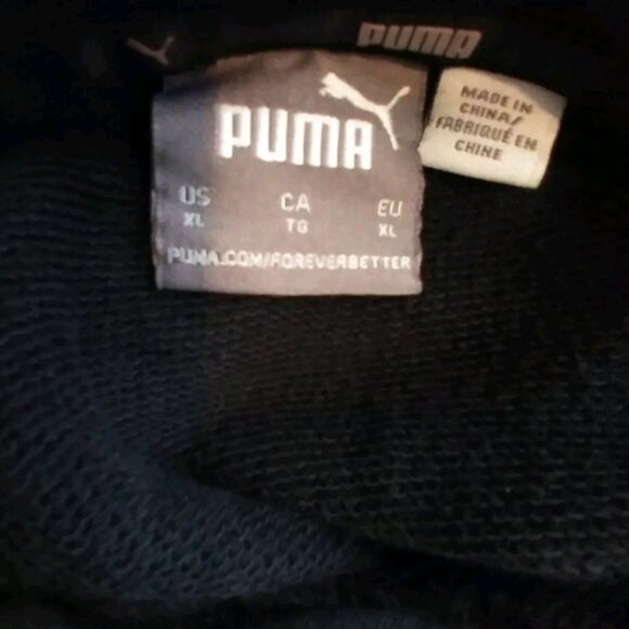 Puma Men Unisex Black Multicolor Logo front Pocket Drawstring Pullover Hoodie XL - Picture 2 of 12